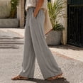 thumbnail image 2 of ZHYou No Boundarie Womens Wide Leg Pants Drawstring High Waist Lightweight Flowy Floor Length Casual Lounge Trousers with Side Pockets,Gray,Size XL, 2 of 7