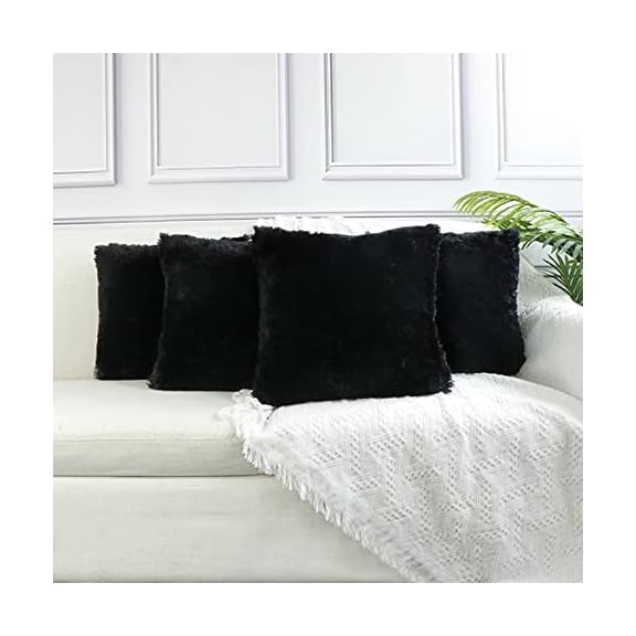 Eryueer Sea Soft Lion Velvet Throw Pillow Case Cushion Cover Fashion Home Decorative Pillowcase (4-pack) (Black)
