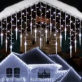 thumbnail image 4 of Luces LED de carámbanos para exteriores, cadena de luces navideñas conectables, cortina de ventana, luces de hadas para decoración de patio y jardín, 5-40 m, 4 of 5