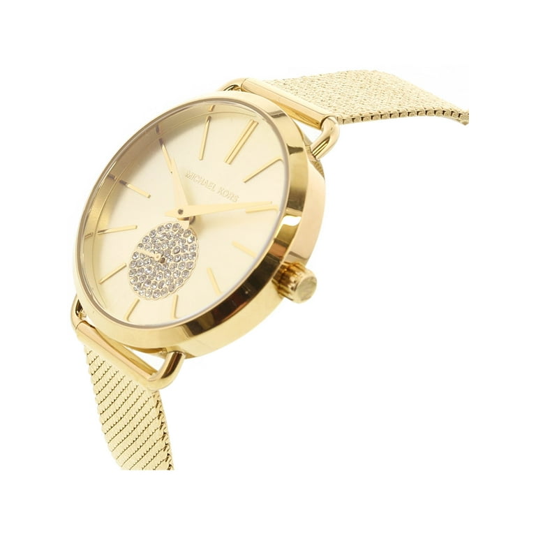 Michael Kors Portia Black Dial Gold Steel Strap Watch for Women