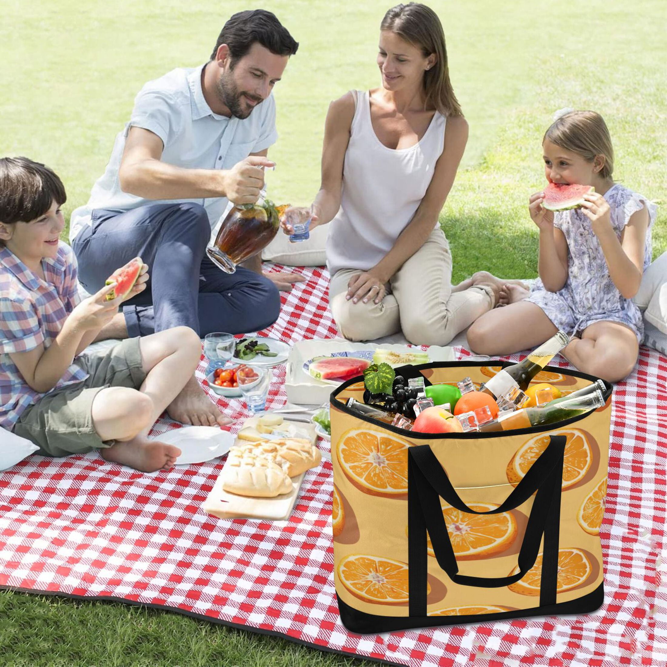 Large Hand-held Ice Pack Picnic Bag Insulation and Refrigeration Suitable for Shopping Picnics and Camping Orange Orange