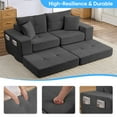 thumbnail image 3 of BALUS Boneless Cloud Modular Sofa with Ottoman, 4 in 1 Queen Size Sofa Bed, No Assembly, Floor Futon Couch Bed for Living Room, Chenille, Dark Gray, 3 of 8