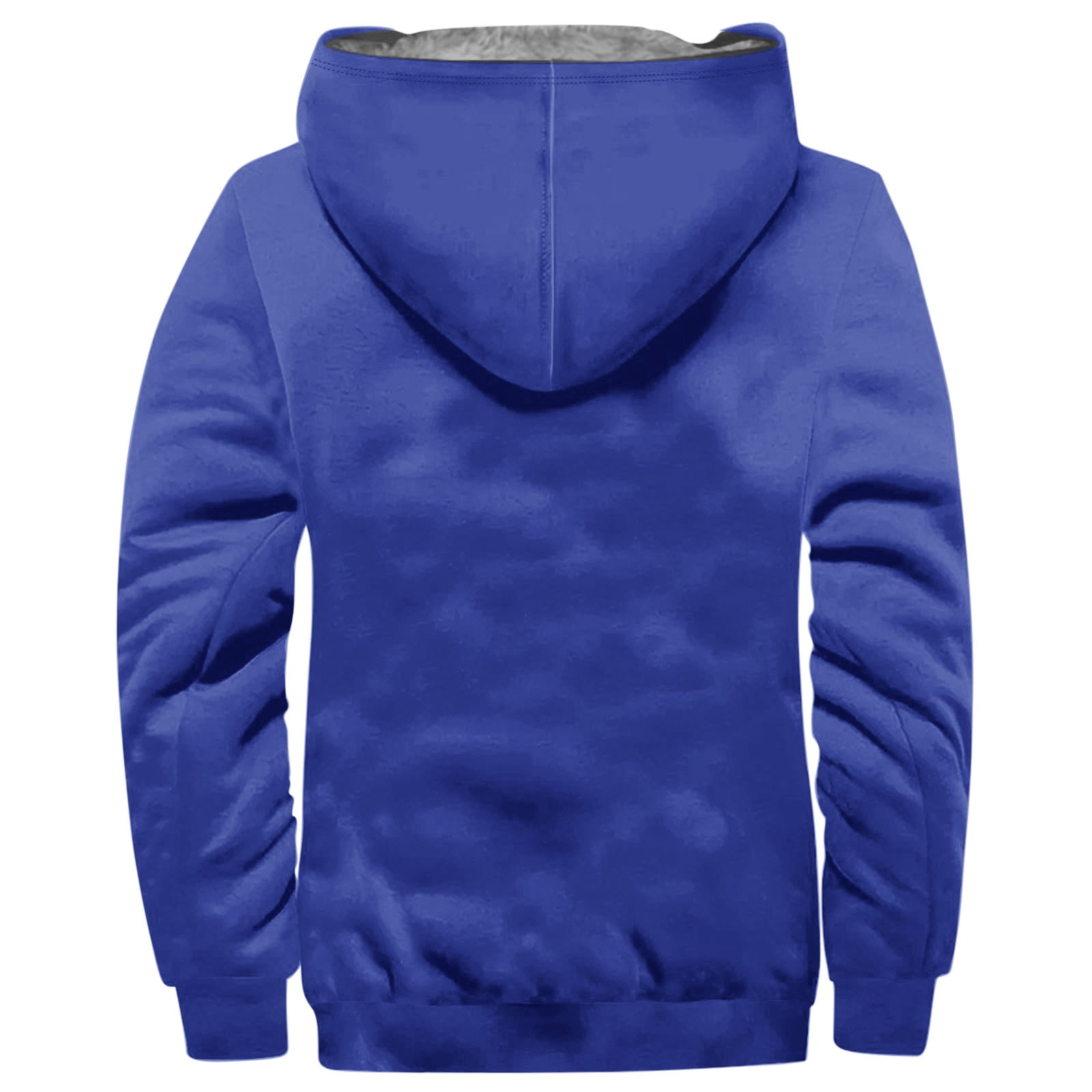 Winter!Brilliant Jackets for Men Puff Men's Winter Long Sleeved Cardigan Pockets Warm Plush Hooded Jacket Fleece Sweater Coat Heavy Weight Blue XXXXXL