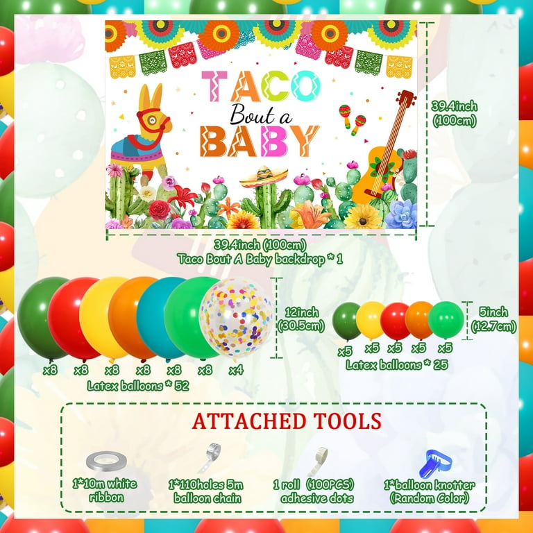 Gold Glitter Taco Bout A Baby Cactus Banner & Garland - Mexican Fiesta Baby Shower Decorations