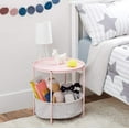 thumbnail image 2 of Basics Round End Table with Storage Bin, Easy Assembly, Bedroom Accent Table, 17.7"D x 17.7"W x 18.9"H, Dusty Pink | Side Table, with Cloth Basket, Storage, 2 of 6