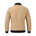thumbnail image 5 of GrmtClth Jacket for Men Slim Fit Full Zip Bomber Outerwear with Zipper Sleeve Pocket Spring Fall Casual Wind Coat Khaki L, 5 of 5