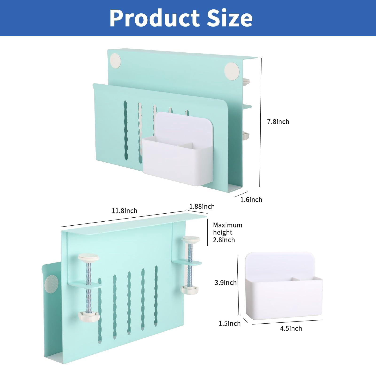 Desk Side Storage  Steel Organizer No Drill Laptop Holder Clamp On Mount With Pen Table Hanging For Home Office Fits Flat Edge Tables 0.3" To 2.8"