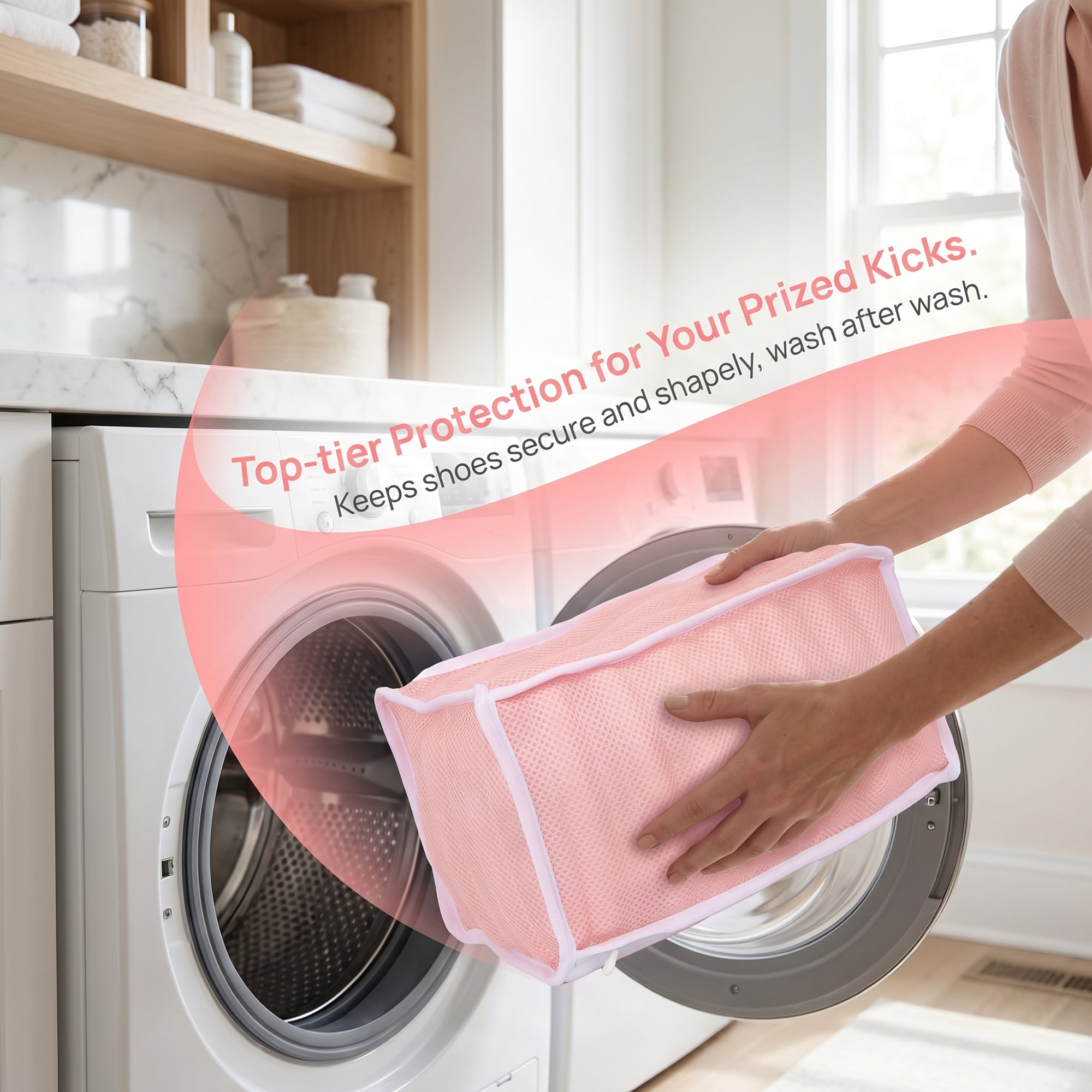 Unique Bargains Polyester Zippered Laundry Shoe Bag for Washing Machine Pink 13.4"x6.3"