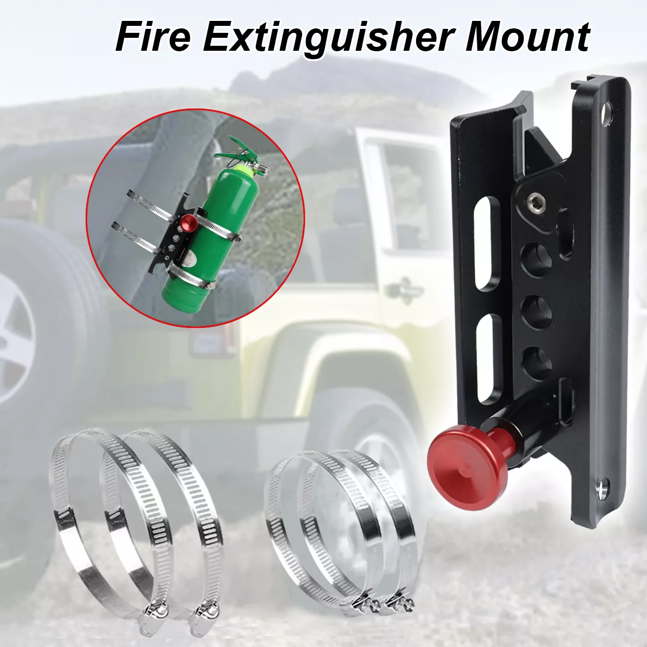 Adjustable Black Car Fire Extinguisher Mount Bracket Compatible With For Jeep Wrangler 1997-2017