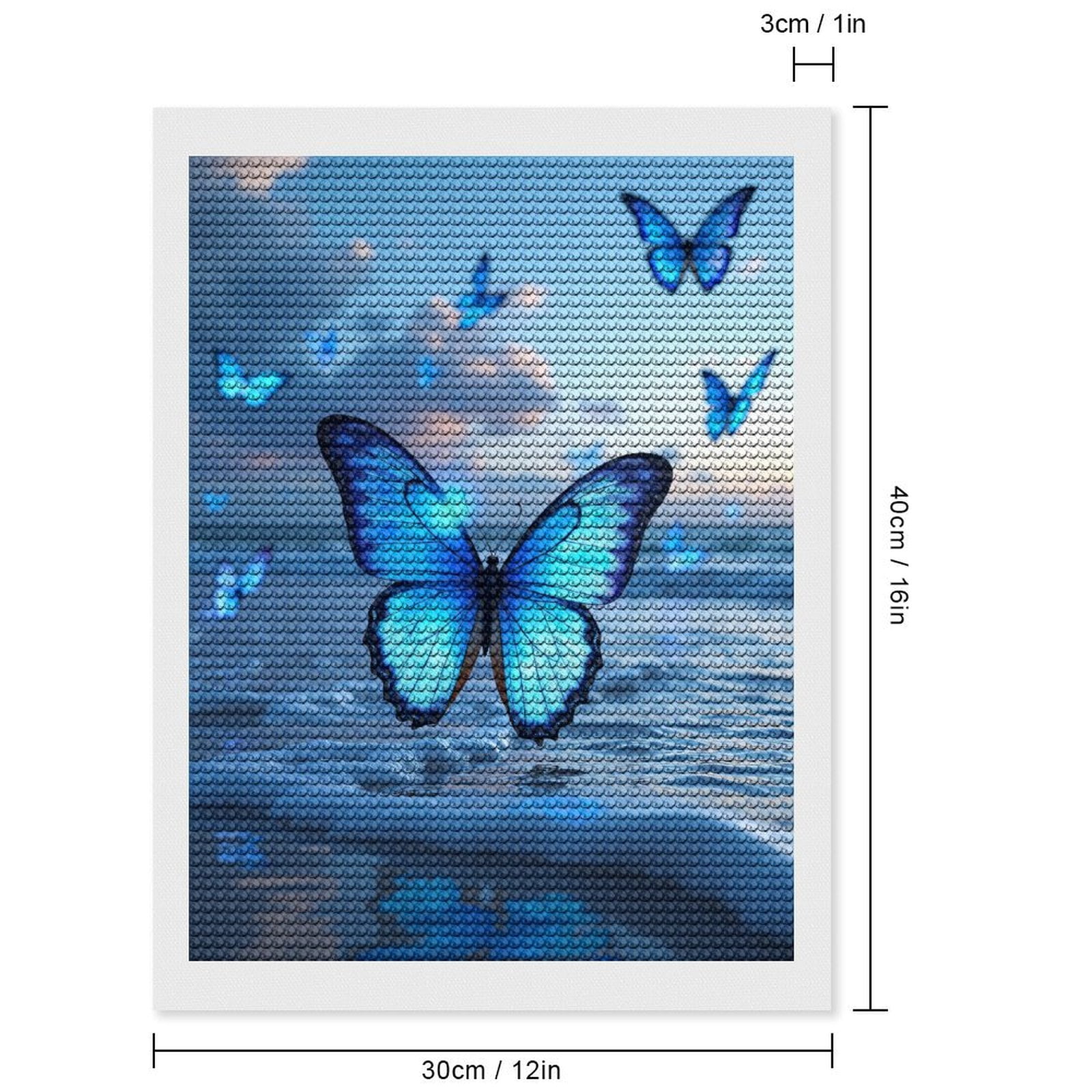 Diamond Art Kit for Adults, Butterflies Fluttering Over Beach Waves Diamond Painting for Adults Beginners, 5D DIY Diamond Art Painting Kits, Colorful Diamond Painting Craft for Home Decor 12x16