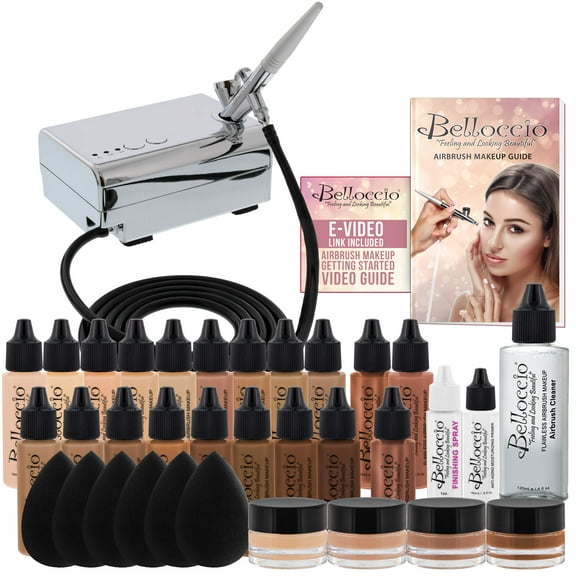 Belloccio Professional AIRBRUSH COSMETIC MAKEUP SYSTEM 17 Foundation Shades Kit