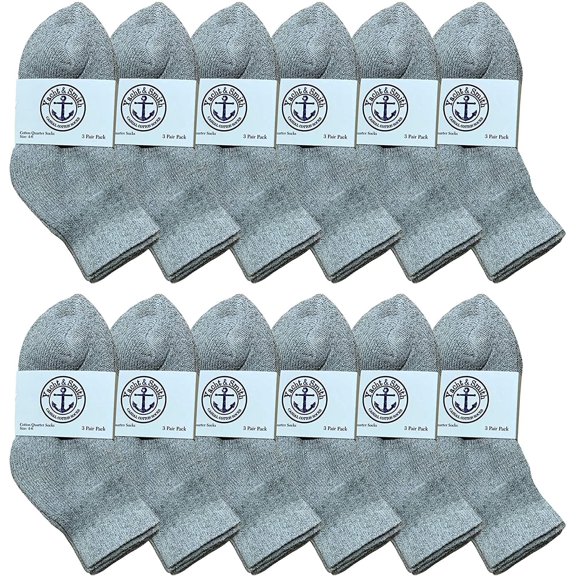 Yacht & Smith 12 Pairs Of Cotton Mid Size Ankle Socks Boys And Girls Bulk Value Pack Socks