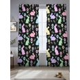 thumbnail image 2 of Happy Easter Sheer Curtains 96 Inch Length 2 Panels Set Window Treatments, Spring Colorful Bunny Floral Rustic Black Rod Pocket Semi Curtains for Living Room/Bedroom/Kitchen Décor, 104"W x 96"L, 2 of 7