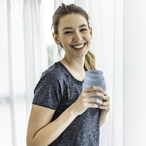 Taza de café de 350 ml, taza de café plegable duradera con cordón para viaje (blanco Ehuebsd Libre de BPA