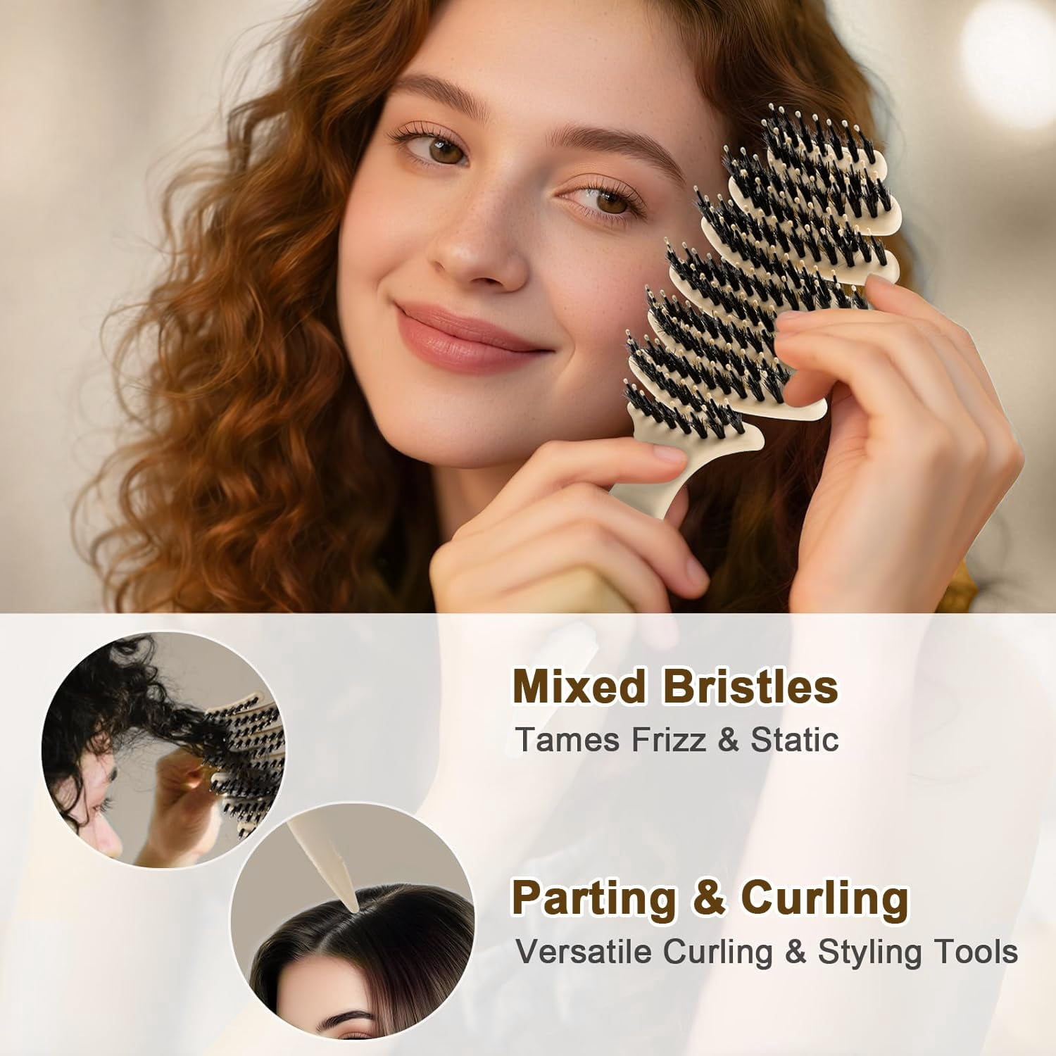 Gentle Scalp Massage Boar Bristle Hair Brush for Fine Hair, Ultimate Smoothing Vented Detangler Wet Brush for Women – A Great Gift