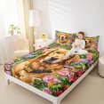 thumbnail image 3 of Manfei Retriever Dog Art King Sheets, Rustic Wildflower Bedding, Orange Green, 4 Pieces, 1 Flat Sheet, 1 Fitted Sheet and 2 Pillowcases, 3 of 6