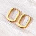 thumbnail image 2 of 304 Stainless Steel Huggie Hoop Earrings Oval Golden 14x11x3mm Pin: 1mm, 2 of 4