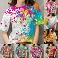 thumbnail image 6 of 3D Print O-Neck Flower T-Shirts Fashion Short Sleeves Tops Loose Women T-Shirt, 6 of 8