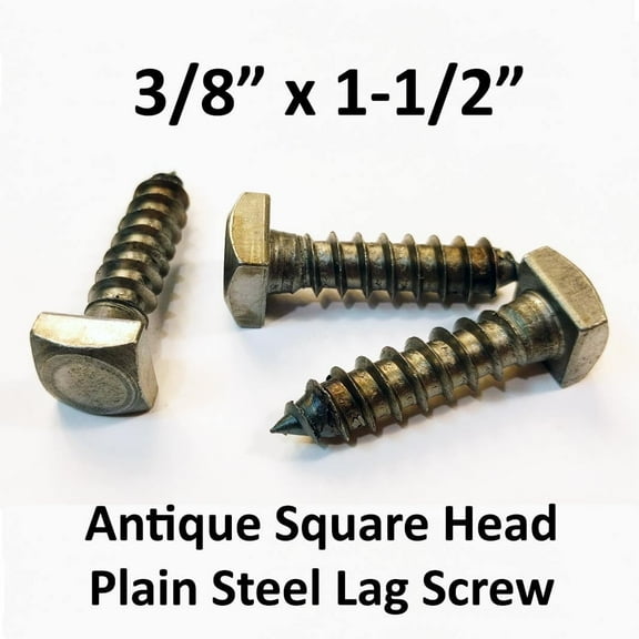 (100) 3/8" x 1-1/2" Lag Screws Antique Square