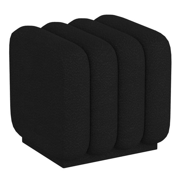 Contemporary Boucle Fabric Small Square Ottoman - Black