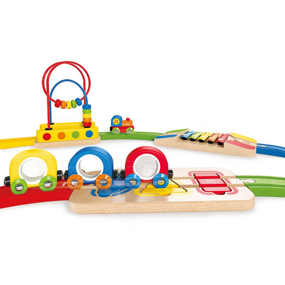 hape musical rainbow railway train set