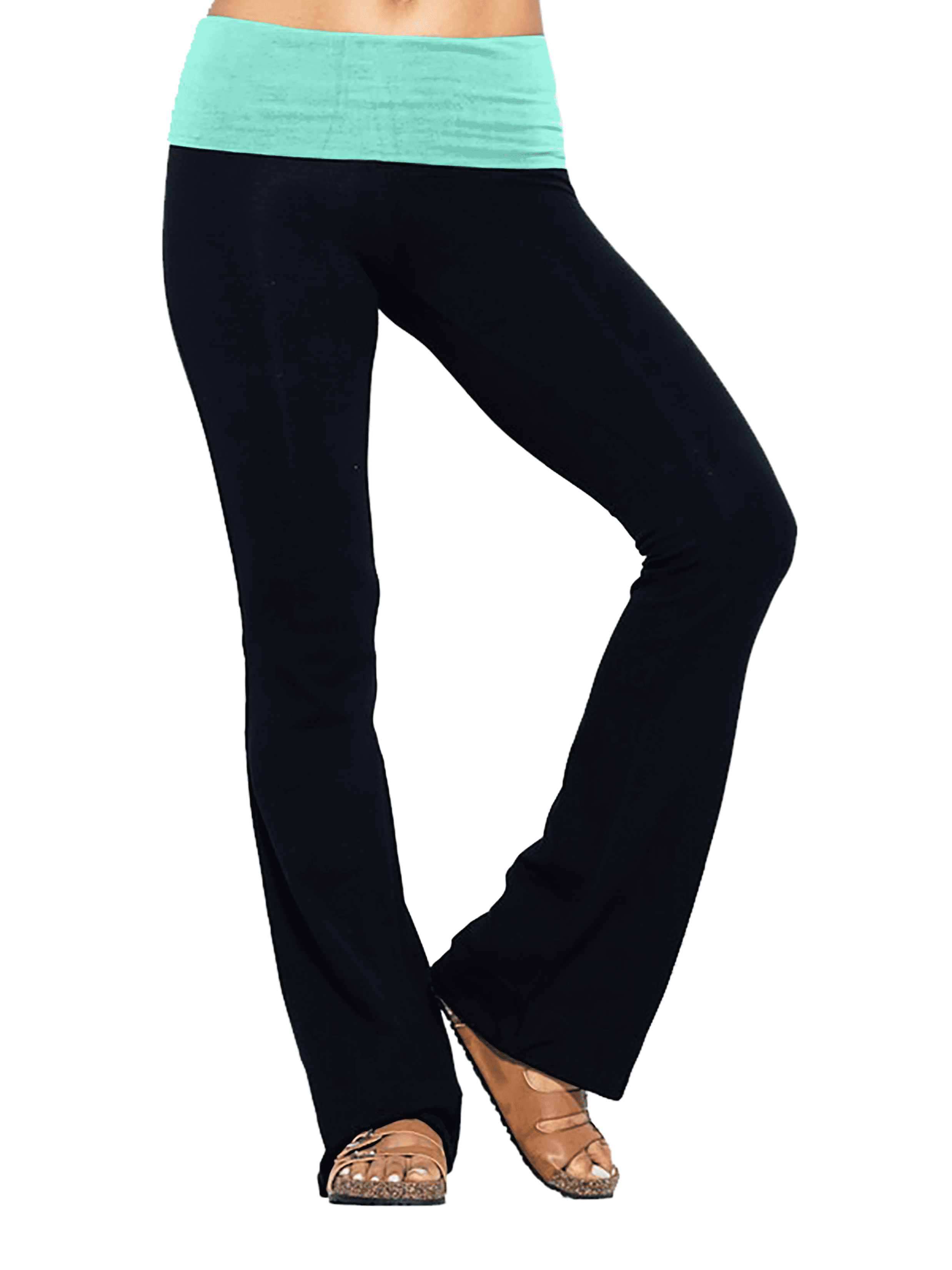 Simlu Womens Fold Over Waistband Yoga Sweat Pants Solid/Contrasting