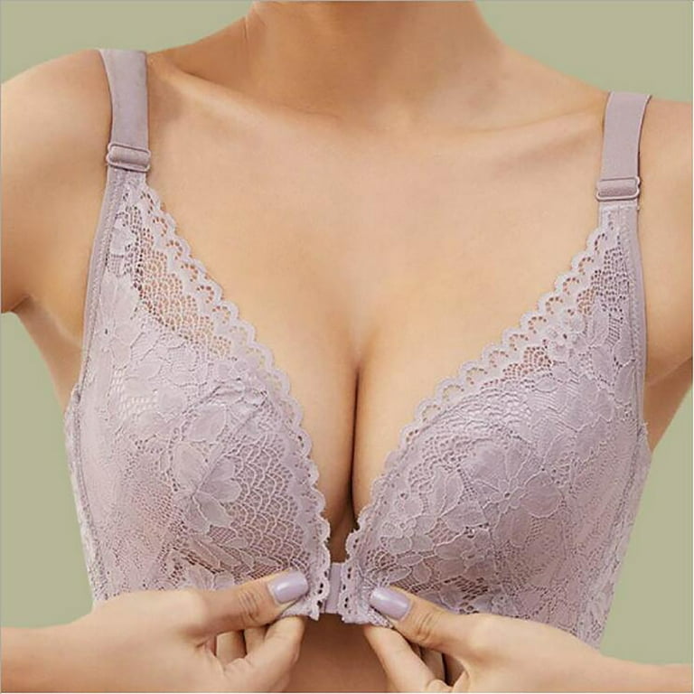 HAPIMO Everyday Bras for Women Lace Ultra Light Lingerie Comfort Daily  Brassiere Stretch Underwear Push Up Front Buckle Camisole Gathered Wire  Free Sales Purple XXL 