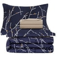 thumbnail image 3 of Hong and Arts Inc. Bed in a Bag Soft Fluffy Goose Down Alternative Printed Comforter Set Includes Sheet Set, Modern Navy Blue Branches Pattern Queen -, 3 of 4