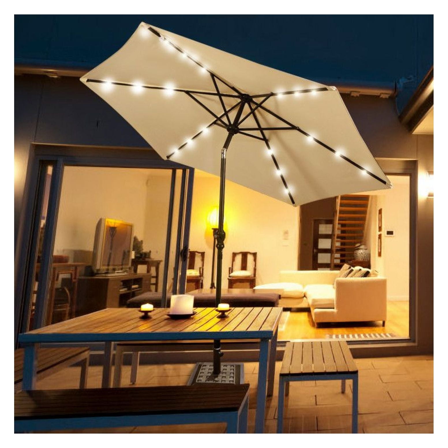 17.5" Heavy Duty Square Umbrella Base - 30lbs Outdoor Stand - Bronze Patio Umbrella Holder - Adjustable Pole - Rust Resistant