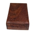 thumbnail image 2 of Exotic Hand Carved Wooden Keepsake Jewelry Trinket Box Storage Organizer with Floral Patterns & Velvet Interior, 2 of 9