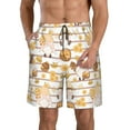 thumbnail image 2 of Uemuo Cute Bee Gnome2 Pattern Men's Swim Trunks Hawaiian Beach Bathing Suit Swimsuits Beach Quick-Dry Shorts with Pockets-, 2 of 9