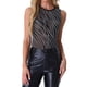 thumbnail image 1 of INSPIRAR CHIC Top de Brillo para Mujeres con Ribete a Rayas, Transparente, para Fiesta, Sin Mangas, Negro Plateado L, 1 of 6
