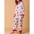 thumbnail image 3 of Conjunto de pijama navideño para mujer, con estampado de pasteles, cerezas y copas de cóctel, camisas de manga larga, tops y pantalones, 2 piezas, ropa de estar por casa, 3 of 5