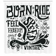 thumbnail image 3 of Ambesonne Motorcycle Shower Curtain, of the Road, 69"Wx84"L, Black and White, 3 of 3