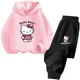 thumbnail image 3 of Conjunto de 2 piezas de sudadera y pantalones con estampado de dibujos animados de Hello Kitty Kawaii, ropa de primavera y otoño para niños y niñas, chándal de moda para niños, 3 of 5