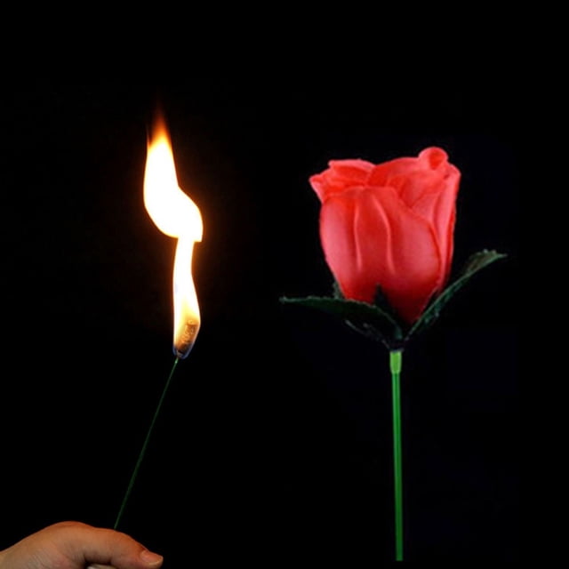 Novelty Torch to Rose Magic Trick Fire Flame Flower for Stage Performance Show Prop Halloween