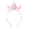 thumbnail image 1 of Diadema Penitue con forma de corona rosa con purpurina para 5 cumpleaños, para niña, 1 of 7