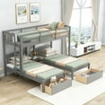 thumbnail image 2 of Hassch Twin Over Twin & Twin Bunk Bed With Two Drawers And Built-In Middle Drawer, Gray, 2 of 9