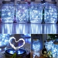 thumbnail image 3 of Soapow Mason Jar Solar Lights 3m 30 LED, 6 Pack Hanging Solar Mason Jar Lantern Outdoor, Waterproof Fairy Lights Solar Lamp with 6 Handles for Patio Garden Wedding Yard, Cool White (No Jars), 3 of 8