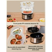 13QT Electric Cooking Steamer, with Delay Timer, 3-Tier Vegetable or Meat Food Steamer, 800W Fast Cooking