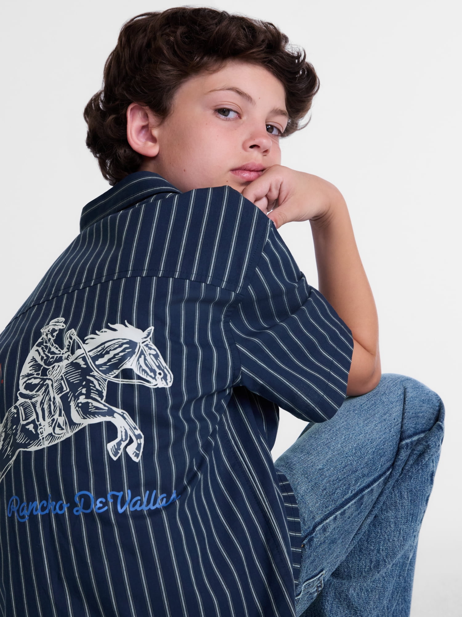 Weekend Academy Boys Cropped Cotton Poplin Work Shirt
