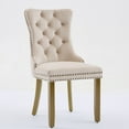 thumbnail image 3 of Dining Chairs Mid-Century Modern Chairs with Lion Head Pull Ring,High-end Tufted Solid Wood Contemporary Velvet Upholstered Dining Chair with Golden Wooden Legs Nailhead Trim 2-Pcs Set,Beige,SW1201BG, 3 of 24
