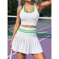 thumbnail image 4 of Charmo Women's Two-Piece Tennis Dress with Pleated Skirt and Shorts, Racerback Crop, 4 of 6