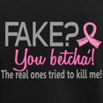 thumbnail image 3 of CafePress - Yes They're Fake Breast Cancer Women's Dark Pajama - Women's Short Sleeve Print T-Shirt and Pants Dark Cotton Pajama Set, 3 of 7