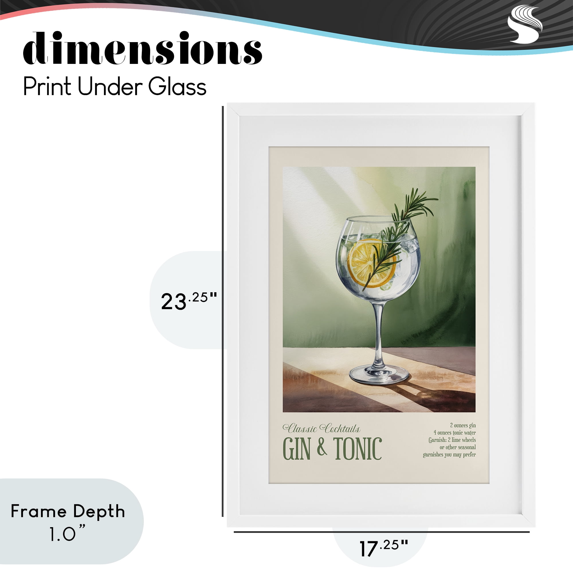 Stupell Industries Gin & Tonic Sun Rays White Framed Print Under Glass, design by Andreas Magnusson