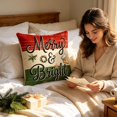 thumbnail image 4 of Zynviq Christmas Decorative Pillow Covers 18x18inch Multicolor Couch Pillow Covers Letters with Zipper Square Cloth, 4 of 6