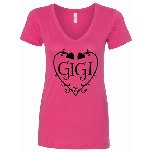 Inktastic Gigi with Hearts and Swirls Women's V-Neck T-Shirt