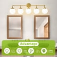 thumbnail image 4 of Deyidn 5-Light Gold Modern Vanity Light, 39 Inch Dimmable Bathroom Light Fixture with Opal Glass Globes for Mirror, 4 of 9