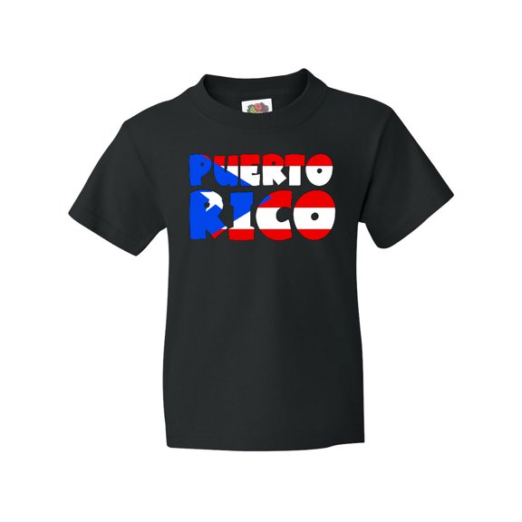 Inktastic Puerto Rico Flag in Text Youth T-Shirt