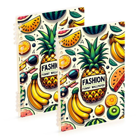 Fashion Fruits Ring Binder Notebook Journey Note Diary College Ruled Spiral Notebook Study Loose Leaf Paper A5 60 Pages